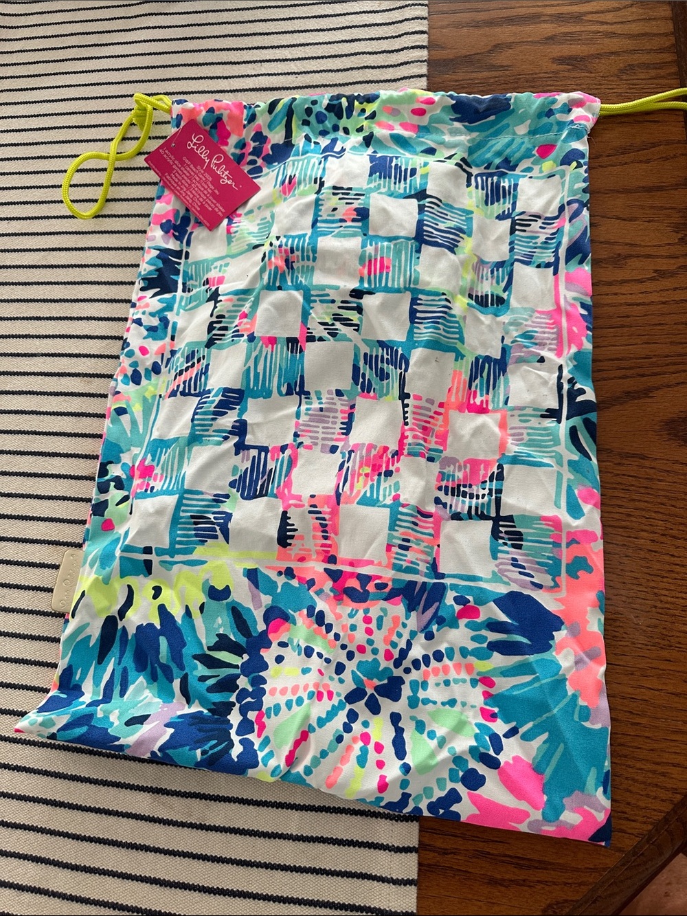 Lilly Pulitzer canvas checkerboard bag with pieces